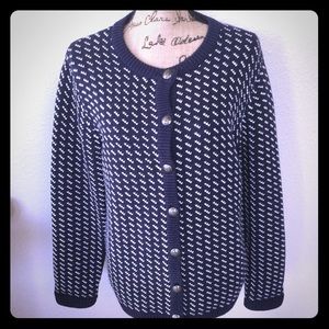 LL Bean Vintage Birdseye cardigan Medium